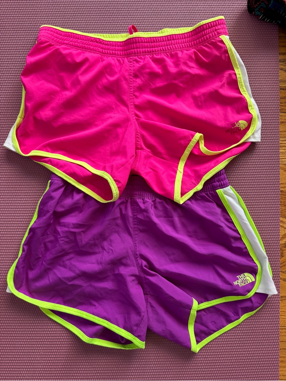 The North Face gym/hiking Shorts in Hot Pink & Purple with Neon Trim